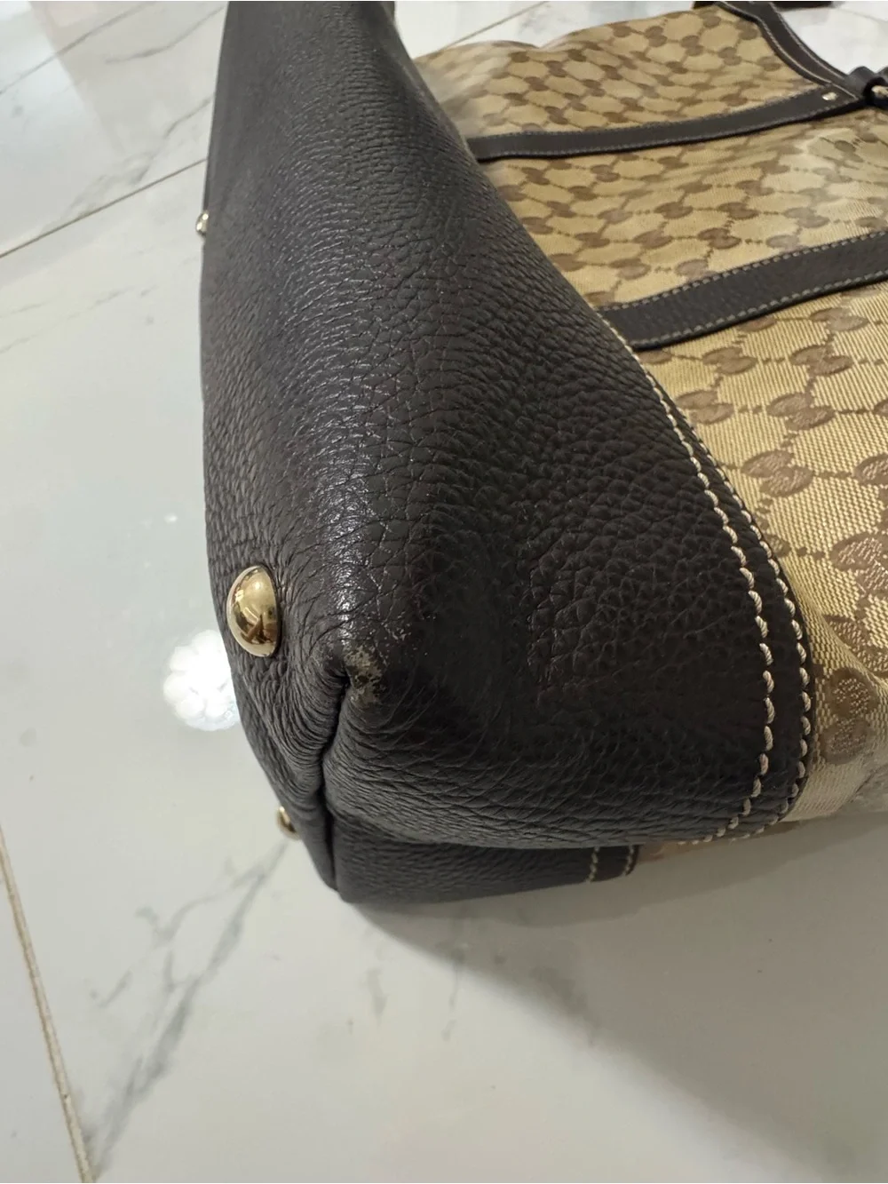 Gucci Beige/Brown Monogram Travel Weekender Bag